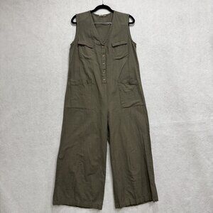 The Shanty Corporation Jumpsuit Womens Medium Utility Button Pockets Sleeveless